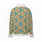 Women's Faux Knit V-Neck Sweater Top with Fur Trim