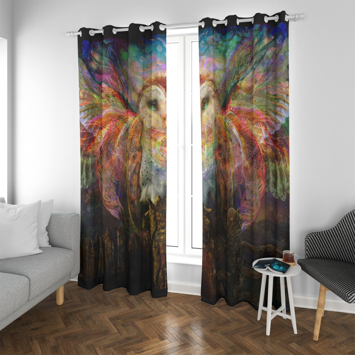 Jumbie Blackout UV Grommet Curtains - Owl