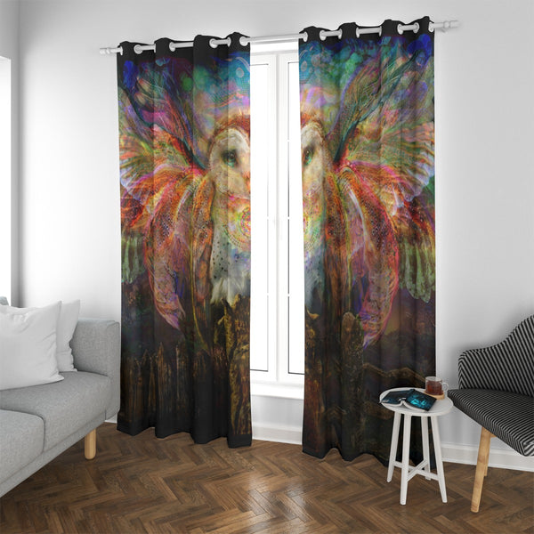 Jumbie Blackout UV Grommet Curtains - Owl v1