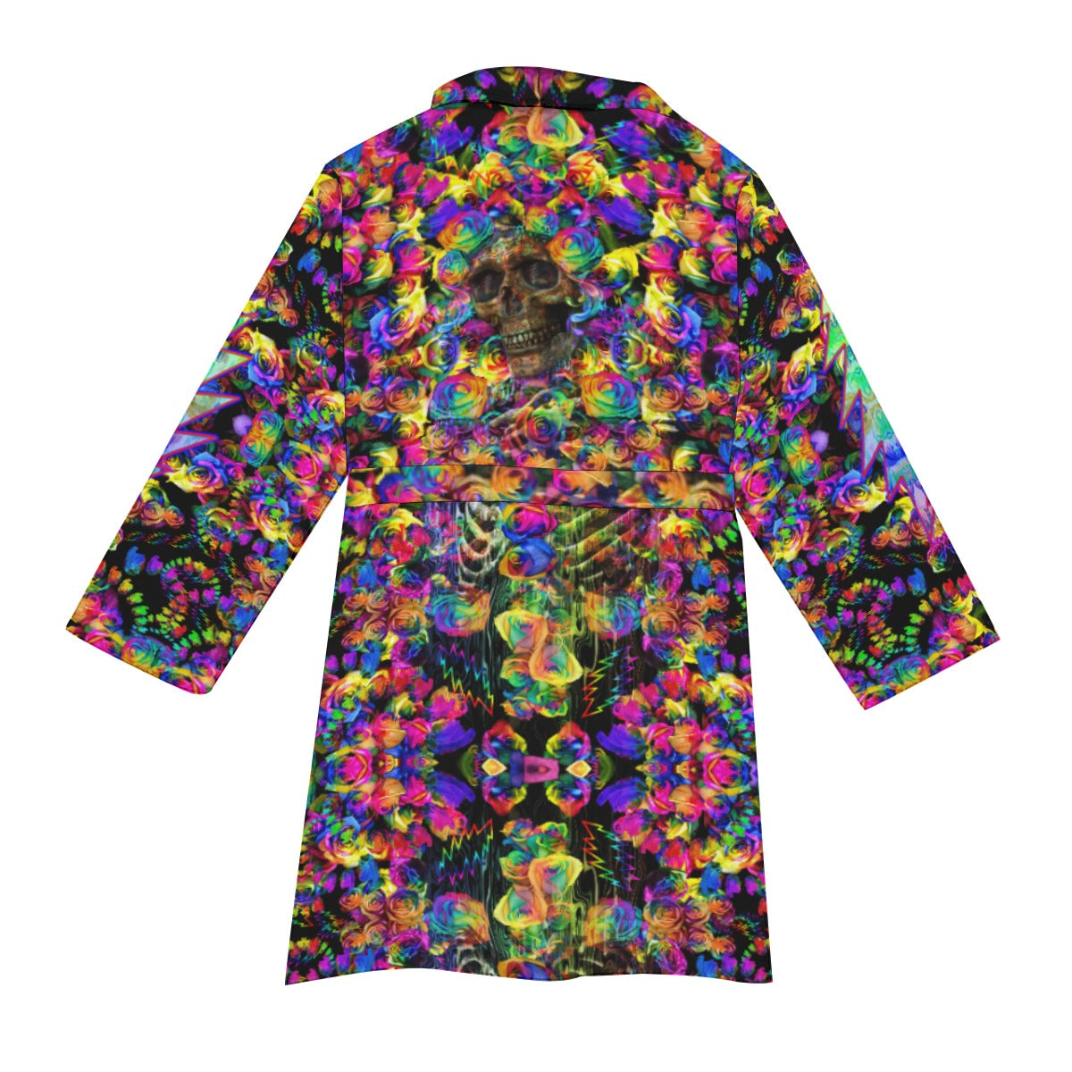 Men's Tie Dye Roses Fleece Robe