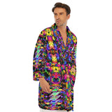 Men's Tie Dye Roses Fleece Robe