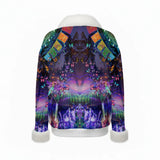 Women's Faux Knit V-Neck Sweater Top with Fur Trim