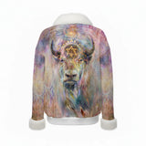 Women's Faux Knit V-Neck Sweater Top with Fur Trim