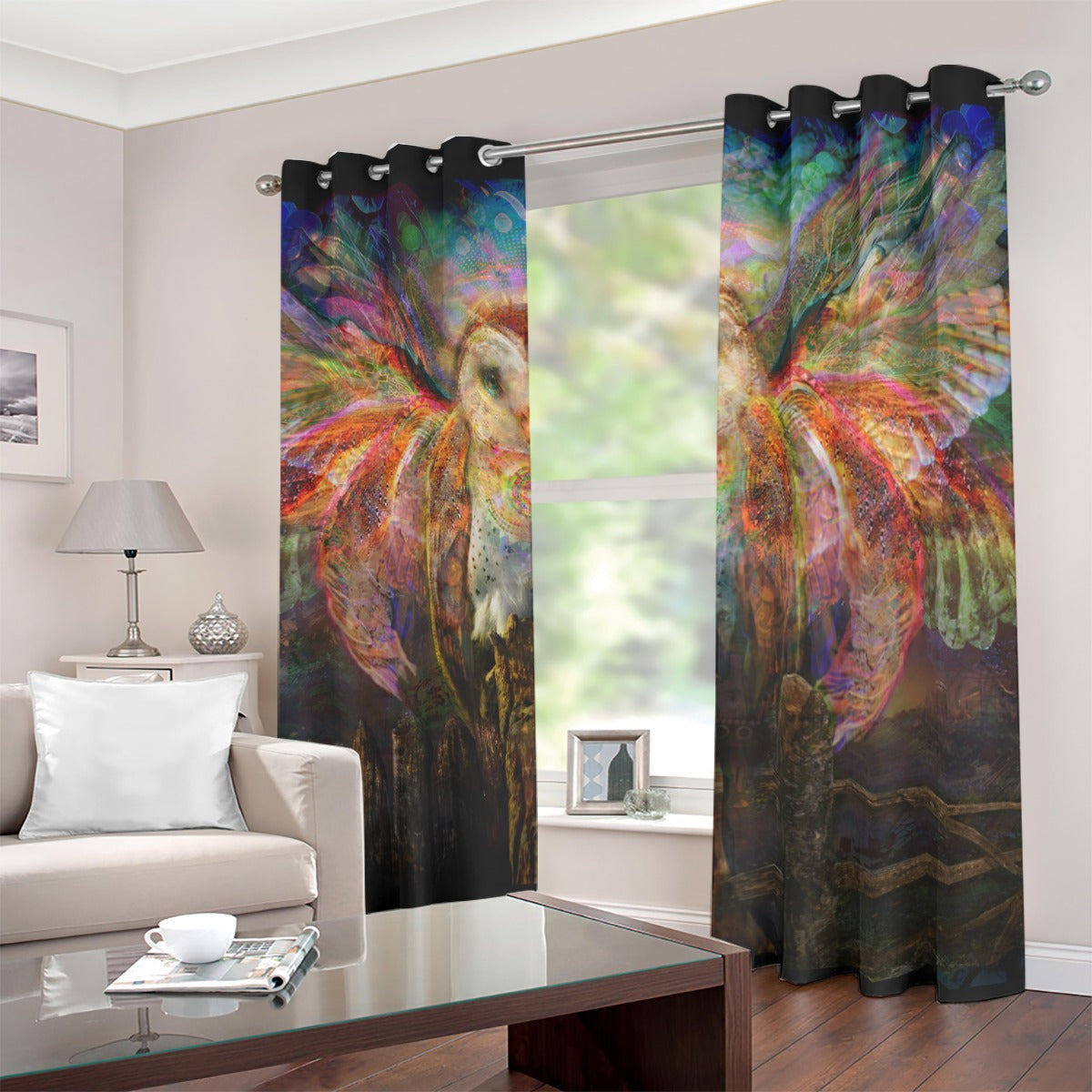 Jumbie Blackout UV Grommet Curtains - Owl