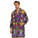 Men's Tie Dye Roses Fleece Robe