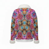 Women's Faux Knit V-Neck Sweater Top with Fur Trim