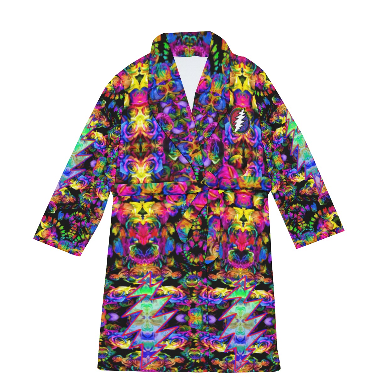 Men's Tie Dye Roses Fleece Robe