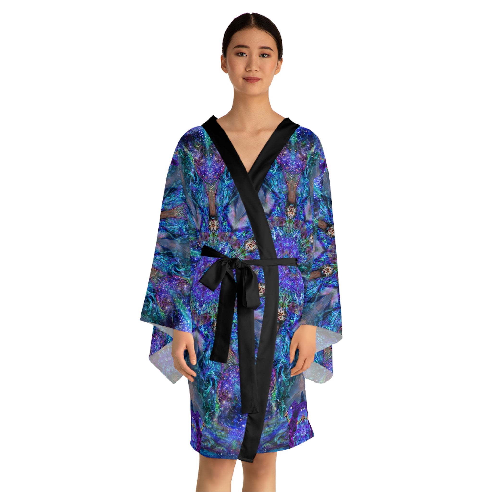 Bohemian Long Sleeve Kimono Robe - Vibrant Mandala Design