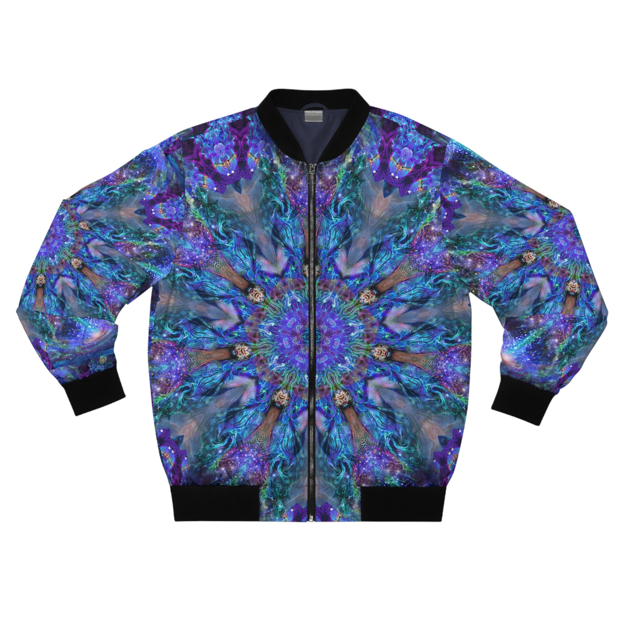 Artistic Men's Bomber Jacket - Vibrant Kaleidoscope Design