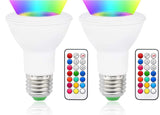 Remote Controlled Color Changing 10W LED Rainbow Light Bulb - 2 Pack