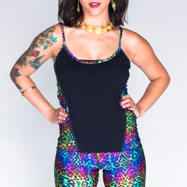 Eclipse Reversible Spaghetti Top - Rainbow Kitty